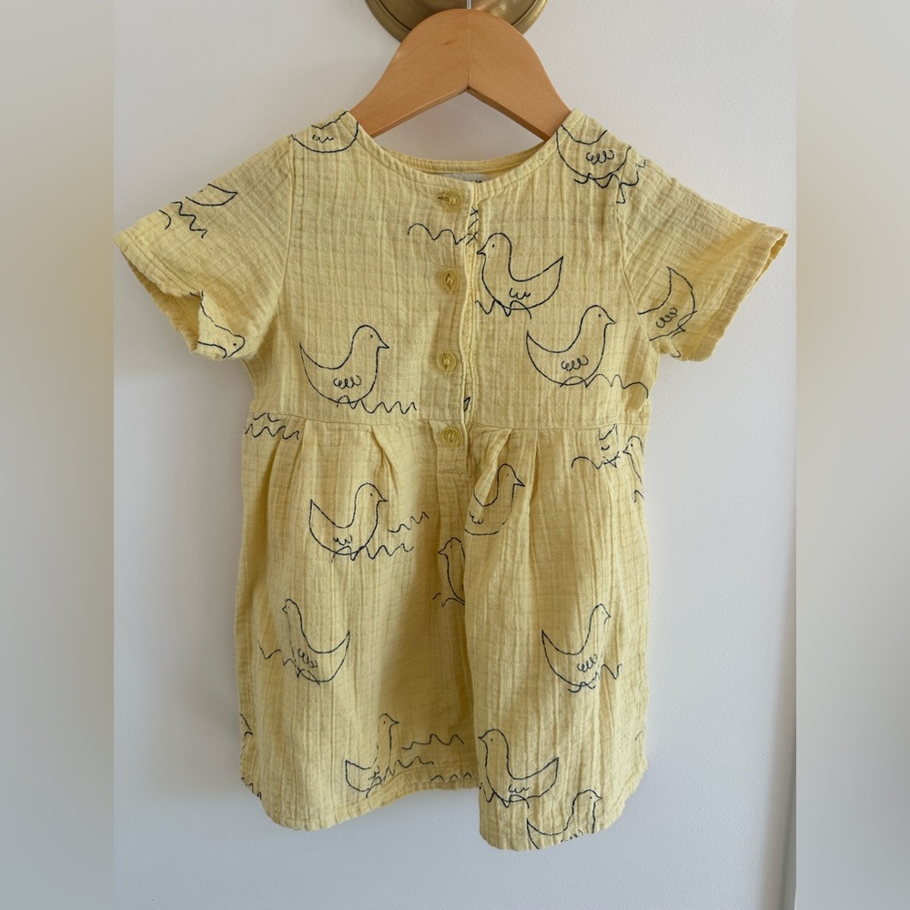 Bobo Choses Yellow Dress with Bird Design